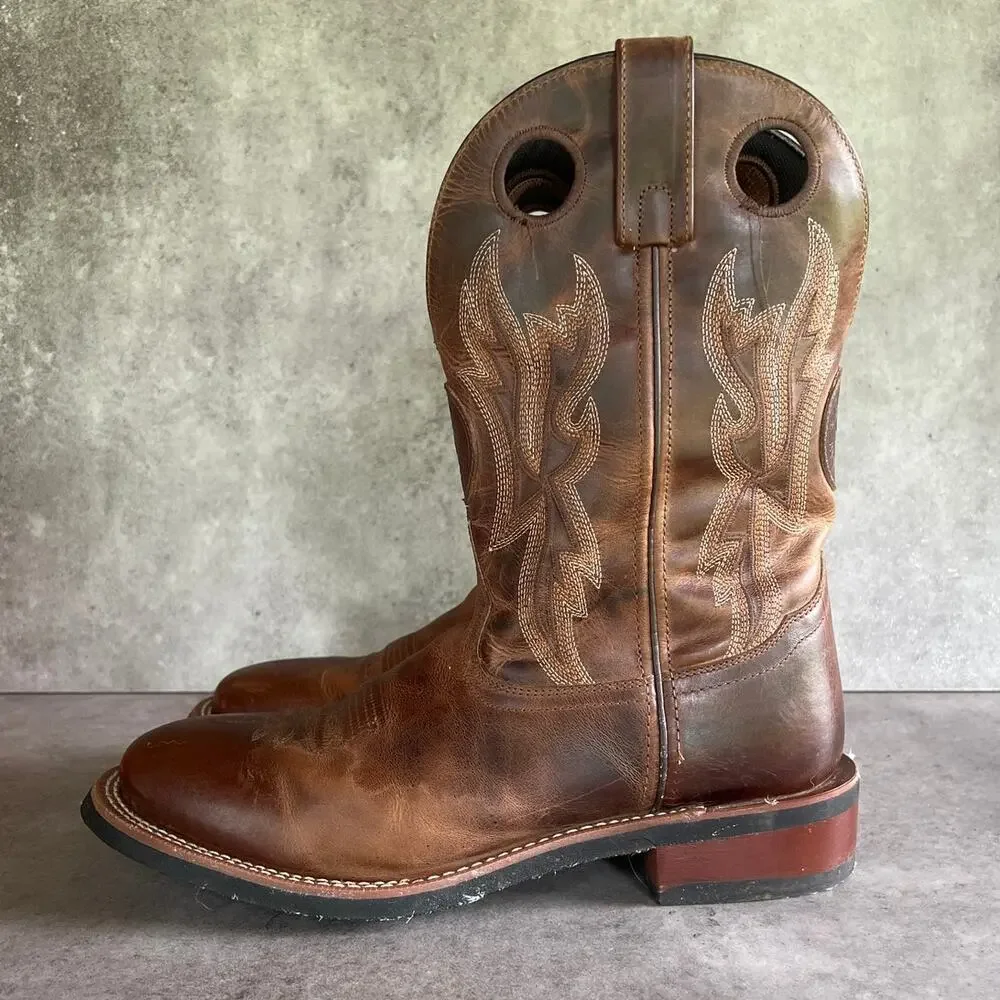 Laredo Mens Dawson Leather cowboy Boots round toe brown western extra wide width